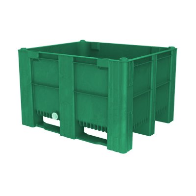Solid Box Pallet with Drain - 605ltr, Green