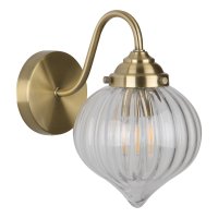 MYA 1LT WALL LIGHT ANTIQUE BRASS CLEAR RIBBED GLASS