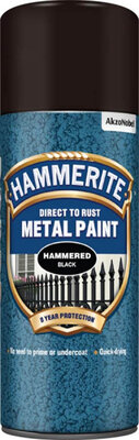 Hammerite Metal Paint Aerosol Hammered Finish Black 400ml