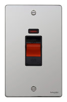Schneider Ultimate Low Profile Tall Cooker switch with neon Polished Chrome with Black Insert | LV0701.0071