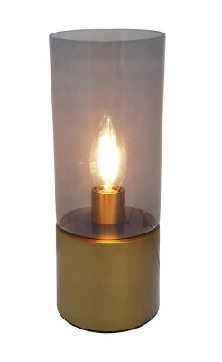 Toongabbie Smoke Glass Cylinder Touch Lamp Antique Brass