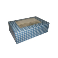 90065 6 CUPCAKE/MUFFIN-GINGHAM-BLUE