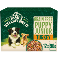 James Wellbeloved Puppy/Junior Grain Free Turkey with Vegetables in Gravy Pouches 12x90gm DS42B