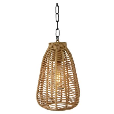 Battery Operated Wicker Pendant Light 