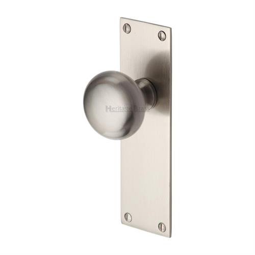 BAL8510-SN - Heritage Brass Mortice Knob On Latch Plate Balmoral Design Satin Nickel Finish