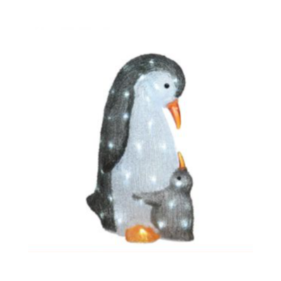 LED Acrylic Penguin with Baby - 47cm