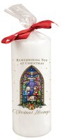 Candle  6 inch with Red Ribbon/Nativity   (86702)