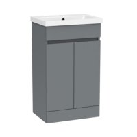 Tucker French Chiltern 500mm Slim Depth Floor Standing Two Door Basin Unit Matt Dust Grey