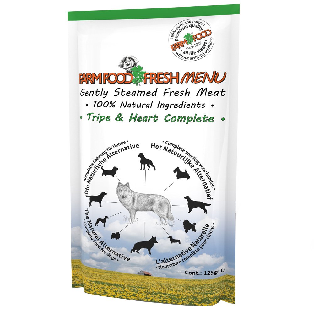 Farm Food Fresh Menu Dog Tripe and Heart Wet Food Pouches 16x125gm