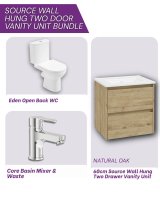Sonas 60CM Vanity, Tap & WC Bundle Natural Oak