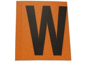 Sticker 'W' (zwart/oranje)