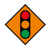 Cone Mountable Sign Temporary Traffic Lights, 600 x 600 mm Diamond Reflective Orange with Strap Bands
