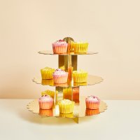 Gold 3 Tier Scallop Cake Stand
