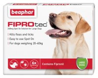 Beaphar FIPROtec&reg; Spot-On Flea and Tick treatment for Large Dogs (20-40kg) - 6 pipettes