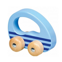 Wooden push & roll toddler toy - blue car