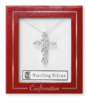Confirmation Silver Necklet/Filigree Cross   (F69926)