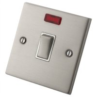 Stainless Steel 20A Double Pole Switch c/w Neon