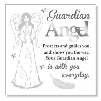 Block Art Wood Plaque/Guardian Angel   (33838)