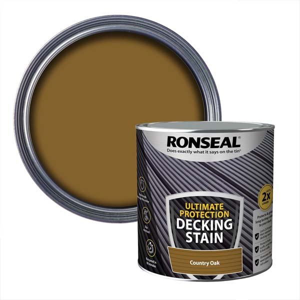 Ronseal Ultimate Protection Deck Stain Country Oak Colour 2.5L & Swatch