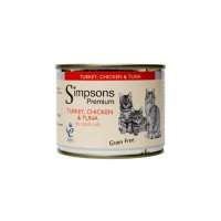 Simpsons Premium Adult Cat Can - Turkey, Chicken & Tuna 200g x 6