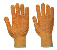 Criss cross PVC knitted gloves 