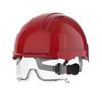 EVO VISTALENS SAFETY HELMET WITH INTEGRATED EYEWEAR-VENTED-RED/RED