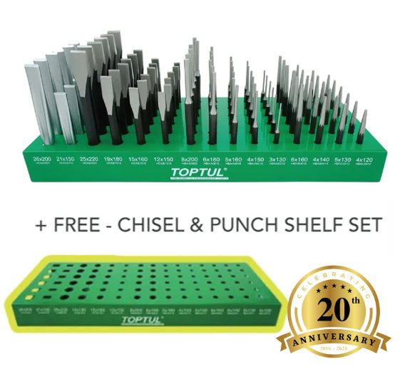 90Pc Flat Chisel & Punch Shelf Set