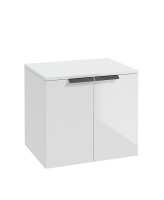 STOCKHOLM 60CM TWO DOOR COUNTERTOP WALL HUNG GLOSS WHITE- BLACK HANDLES