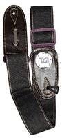 TGI Woven Black Denim Purple Buckle Guitar Strap