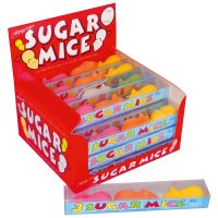 3 sugar mice in cello gift box in counter display - 20x60g