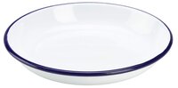 Enameled Pasta Plate 18cm White/Blue Rim Carton of 12