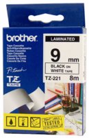 9MM Black on White Tape