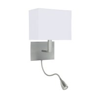 SATIN SILVER DUAL ARM WALL BRACKET WITH LED FLEXI ARM