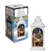 Lantern/White/Nativity/Led Candle  (84695)