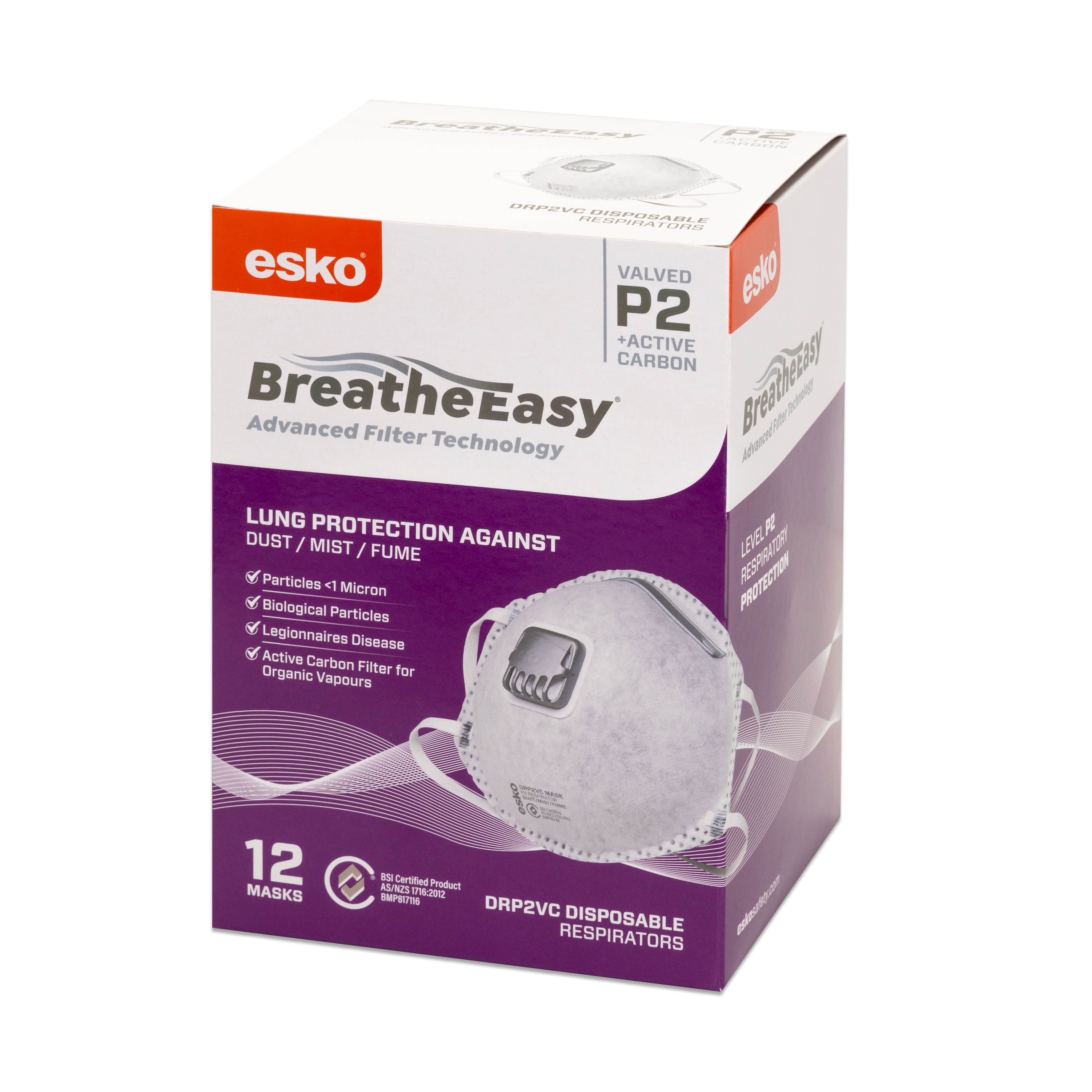 Esko Breathe Easy P2 Valved Mask with Carbon Filter - eskosafety