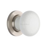 7010-SN - White Crackle Knob With Satin Nickel Base