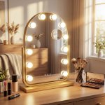 Hollywood Bulb Arch Vanity Mirror &ndash; Gold  2