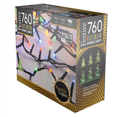 Festive 18.9m 760 Multi-Colour LED Sparkle Lights