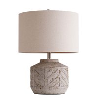 Camus Cement Table Lamp with Straight Round Linen Shade 58cmH