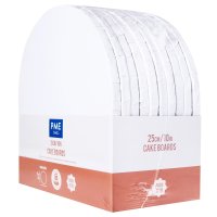 CBWRW10- Pack of 10 Round Cake Boards with Wrapped Edges, WHITE (10" / 25cm) 