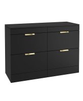 STOCKHOLM 120CM FLOOR STANDING FOUR DRAWER MATT BLACK COUNTERTOP VANITY UNIT - BRUSHED GOLD HANDLE