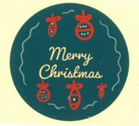CIRCULAR LABEL XMAS LABEL 41MM GREEN ROUND