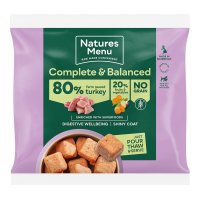 Natures Menu Frozen Dog Complete and Balance 80-20 Nuggets Farm Reared Turkey With Fruits & Vegetables 1kg