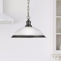 Bistro Pendant - Satin Silver Metal & Alabaster Glass