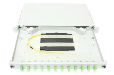 ODF 19" 1U 12xSC/APC 9&deg; SM Simplex fully loaded (OS2)