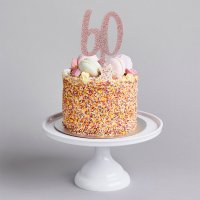Rose Gold Number '60' Glitter Acrylic Cake Topper