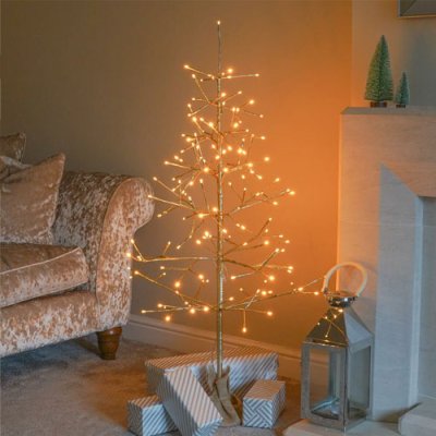 Festive Champagne Warm White LED Twig Tree - 180cm