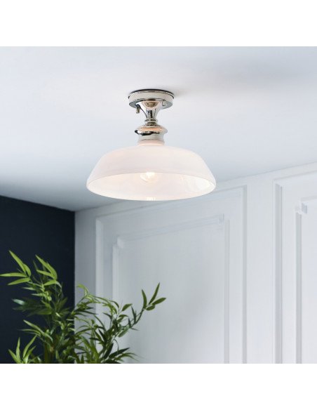 Endon Barford Semi Flush Light Polished Nickel