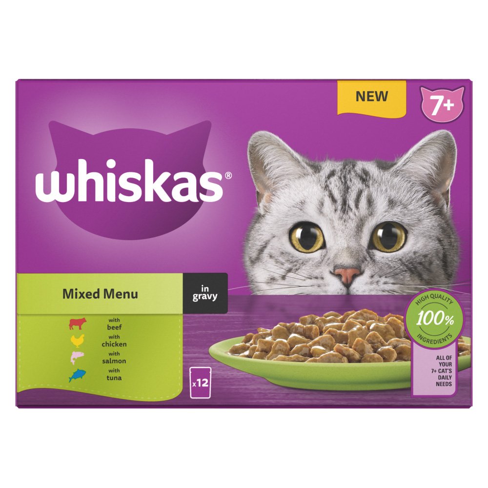 Whiskas Pouch 7+ Cat Mixed Menu in Gravy 4x12x85g