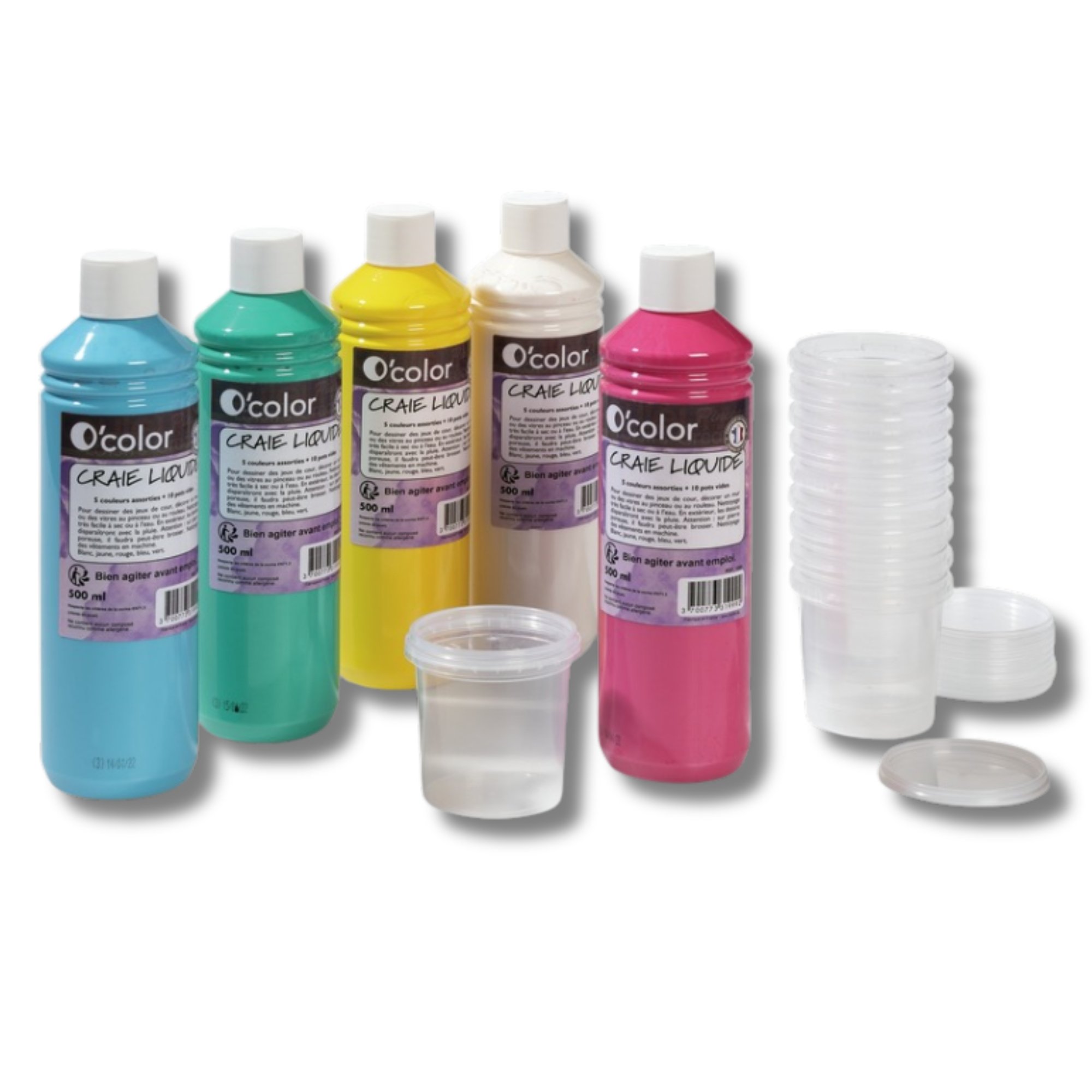 Liquid Chalk Paint Set 5 x 500ml & 10 pots 